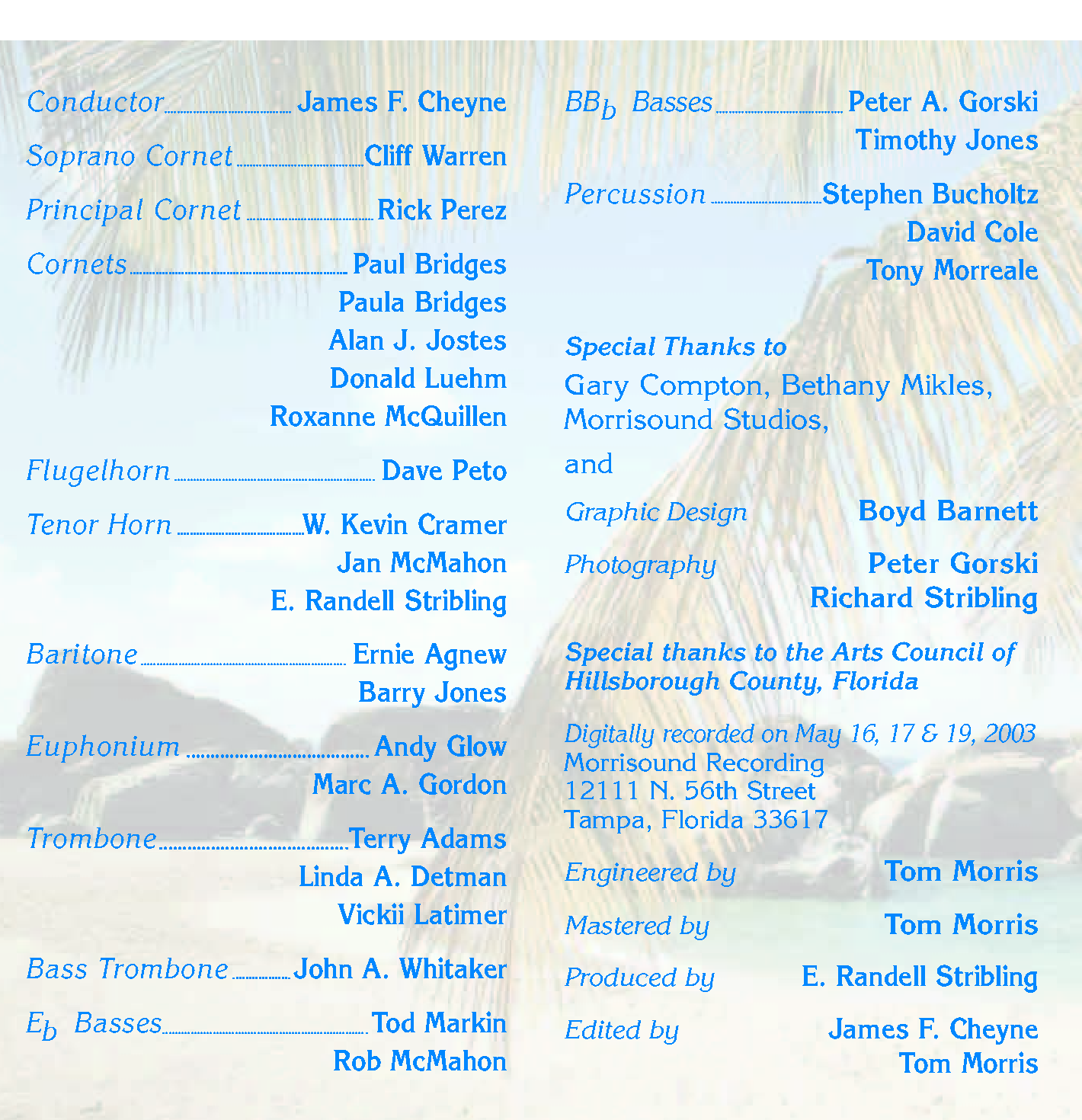 Sunshine and Brass track list