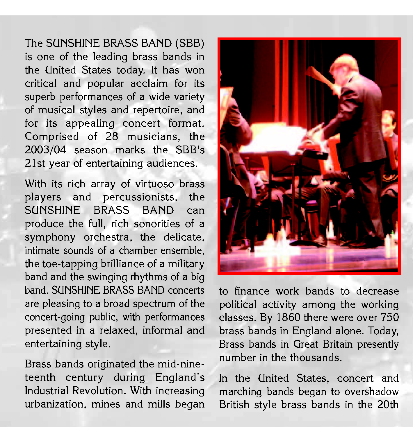 Sunshine and Brass liner notes